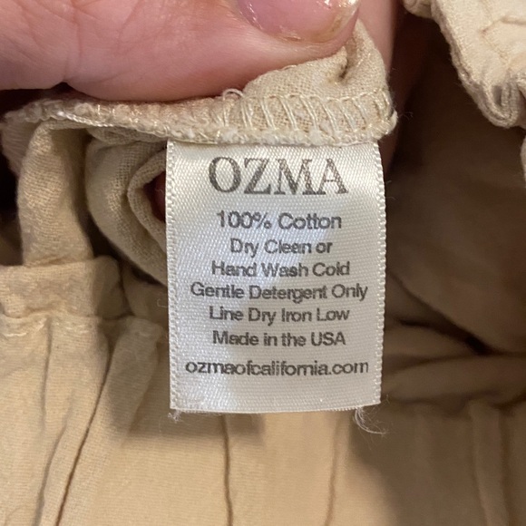 OZMA Women's Utility Heavy Laundered Linen Pant Cropped Khaki Size Medium - Picture 7 of 7